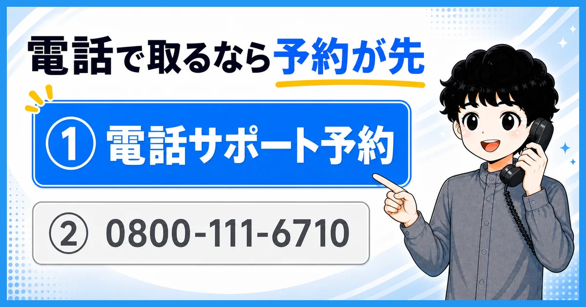 公式が案内する順番が予約・電話番号の順であることを示す図解