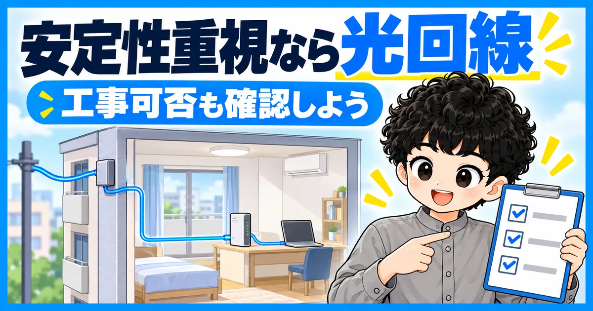 単身赴任先で光回線を選ぶなら通信の安定性と工事可否を確認する