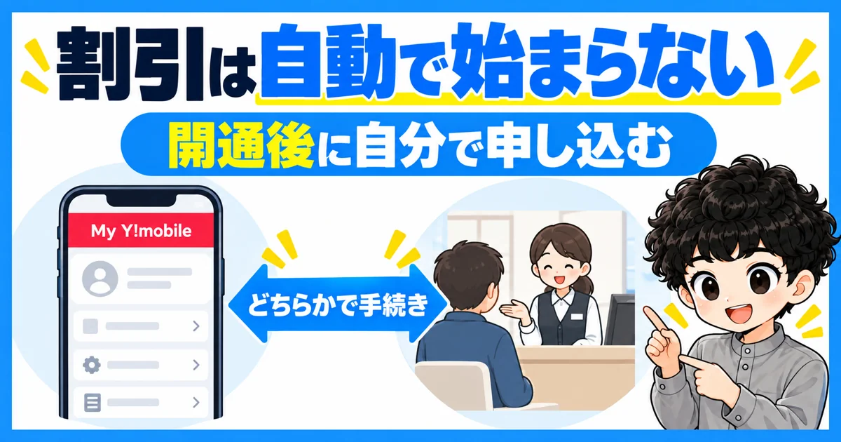 おうち割はMy Y!mobileかワイモバイルショップで申し込む