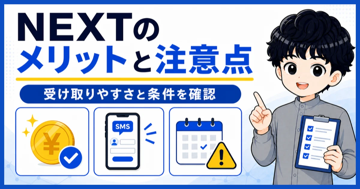 NEXTのメリットとキャッシュバックを受け取るための注意点