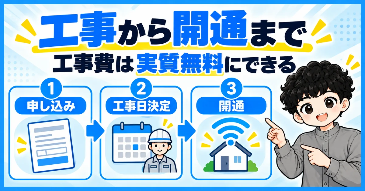 ソフトバンク光の開通工事は実質無料にできる