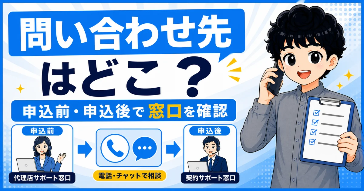 GMOとくとくBBの申し込み前と申し込み後の問い合わせ窓口を示す画像
